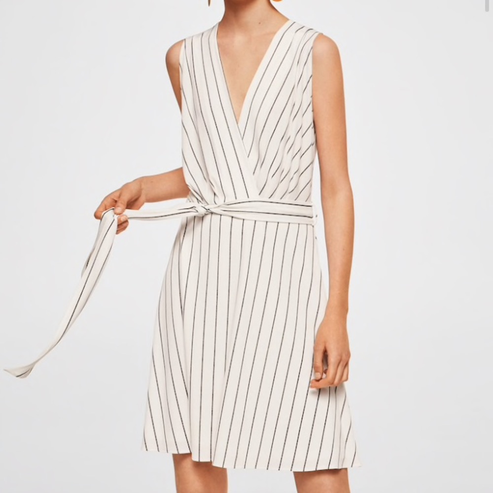 Mango white striped dress
